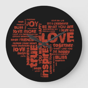 Grande Horloge Ronde Love Joy Inspiration Mots Saint Valentin