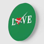 Grande Horloge Ronde LOVE Lime Vert Moderne (Angle)