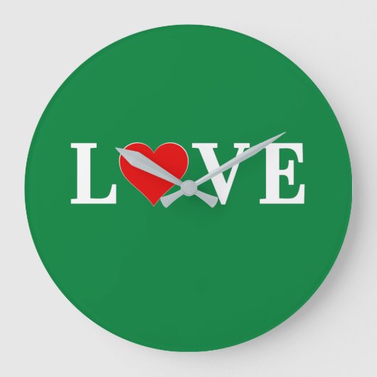 Grande Horloge Ronde LOVE Lime Vert Moderne (Recto)