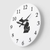 Grande Horloge Ronde Love Michigan Formé Chalkboard Michigander Yooper (Angle)