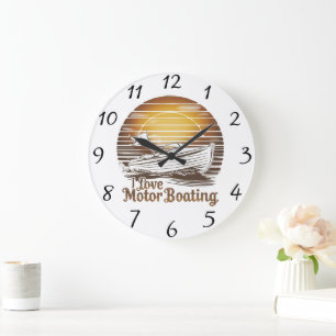 Grande Horloge Ronde Love Motor Boating : Un bateau d'affection