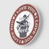 Grande Horloge Ronde LOVE with YOUR PHOTO custom wall clock (Angle)