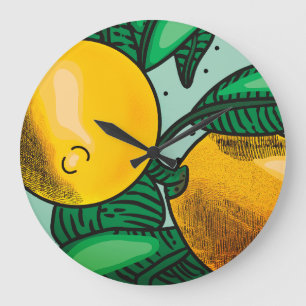 Grande Horloge Ronde Lovely Lemons Four Mitt et Pot Holders