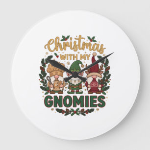 Grande Horloge Ronde Lumières de Noël Gnomies Guirlande Canne à Sucre