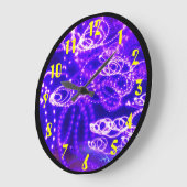 Grande Horloge Ronde Lumières pourpres bleues dans le mouvement (Angle)