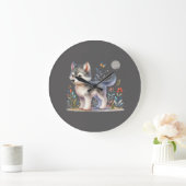 Grande Horloge Ronde Lunar Cub - Baby Wolf Wall Clock (Maison)