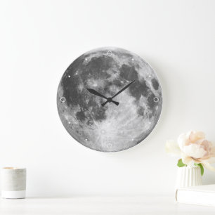 Grande Horloge Ronde Lune Système Solaire Espace Lunaire Planète Grise 