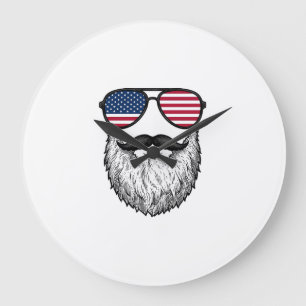 Grande Horloge Ronde Lunettes de soleil barbe patriotique vintage T-shi