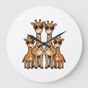 Grande Horloge Ronde Lunettes de soleil de la famille de la girafe Cool