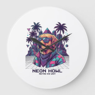 Grande Horloge Ronde Lunettes de soleil pour chien Neon Howl Retro K9 U