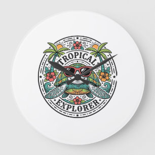 Grande Horloge Ronde Lunettes de soleil Tortue de mer Tropical Vintage 