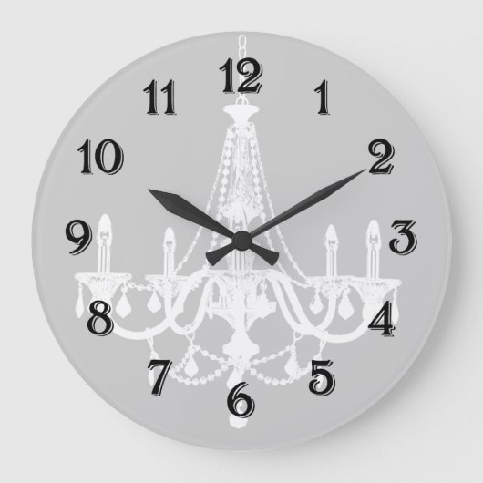 Grande Horloge Ronde Lustre blanc et gris chic (Recto)