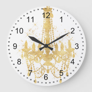 Grande Horloge Ronde Lustre Pailleté Or