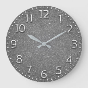 Grande Horloge Ronde Lux argenté gris de vin en métal de chiffre arab