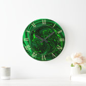 Grande Horloge Ronde Luxe Elégant Dragon Vert Cheval Abstrait (Maison)