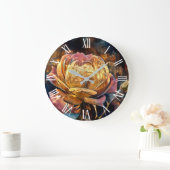 Grande Horloge Ronde Luxe moderne Rose or (Maison)