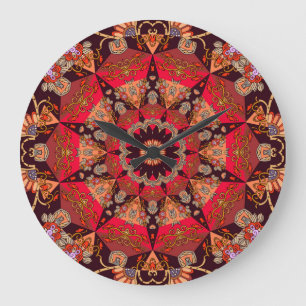 Grande Horloge Ronde Luxueux mandala sans couture, starry floral.