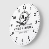 Grande Horloge Ronde Luxury Elegant Monogram with Initials white (Angle)