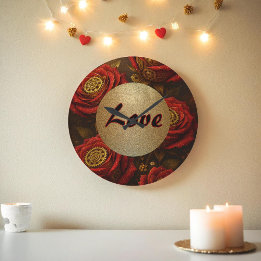 Grande Horloge Ronde Luxury Steampunk Roses Romantic Gold Gears