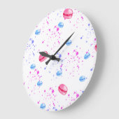 Grande Horloge Ronde Macarons appétissants en aquarelles mini (Angle)