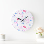 Grande Horloge Ronde Macarons appétissants en aquarelles mini (Maison)