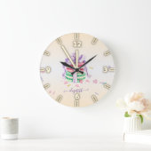 Grande Horloge Ronde Macarons Cool à aquarelles tendance - Personnalisé (Maison)