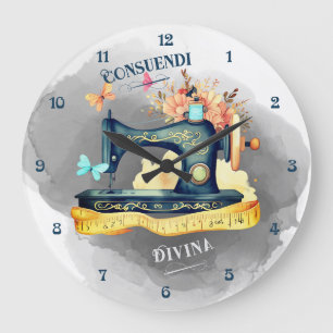 Grande Horloge Ronde machine à coudre vintage couture latine est divine
