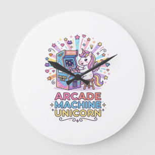 Grande Horloge Ronde Machine de jeux vidéo Licorne Impression Licorne P