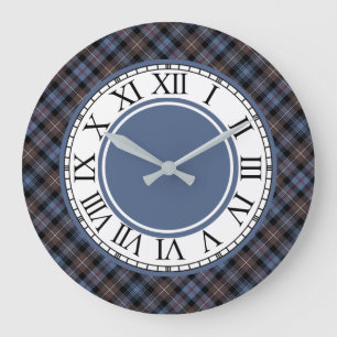Grande Horloge Ronde Mackenzie Clan Brown and Blue Tartan Border