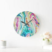 Grande Horloge Ronde Magic Marbling : Metallic Paint Design. (Maison)