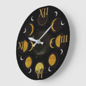 Grande Horloge Ronde Magical Black & Gold Moon Phases (Angle)
