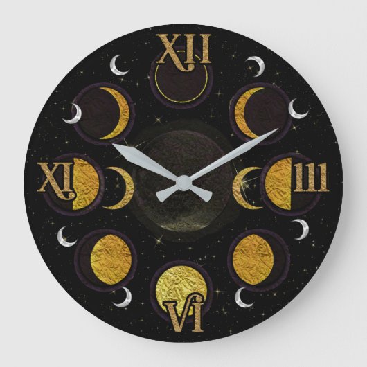 Grande Horloge Ronde Magical Black & Gold Moon Phases (Recto)