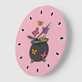 Grande Horloge Ronde Magical Butterflies from a Cauldron (Angle)
