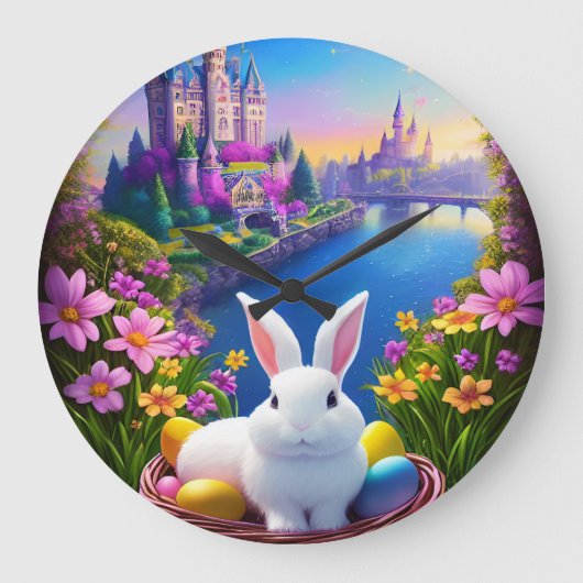 Grande Horloge Ronde magical landscape with rabbit and magical castles  (Recto)