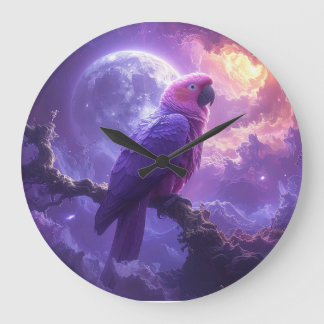 Grande Horloge Ronde Magical Parrot
