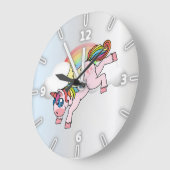 Grande Horloge Ronde Magical Rainbow, Unicorn , Silver (Angle)