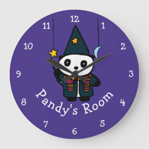 Grande Horloge Ronde Magicien Personnalisé Pandy le Panda