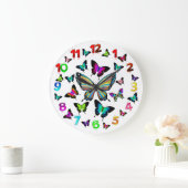 Grande Horloge Ronde Magnifique Morpho Butterflies Ailes (Maison)