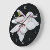 Grande Horloge Ronde Magnolia blanche (Angle)