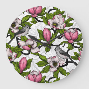 Grande Horloge Ronde Magnolia en floraison et tireur