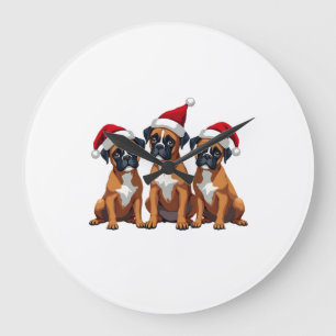 Grande Horloge Ronde Maillot de boxeur chien sale pull de Noël Lumière