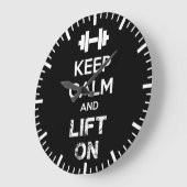 Grande Horloge Ronde Maintenez le calme et remontez - Motivation de l'e (Angle)