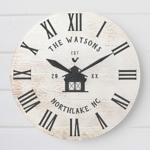 Grande Horloge Ronde Maison de famille moderne rustique personnalisée n