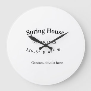Grande Horloge Ronde Maison de printemps etc. Date année coordonnées pe