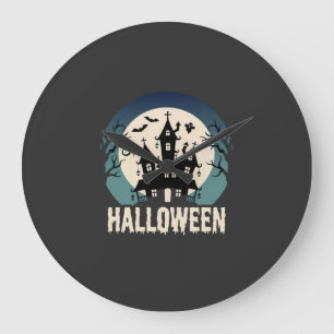 Grande Horloge Ronde Maison Hantée de la Lune Vector Halloween