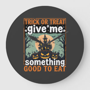 Grande Horloge Ronde Maison hantée Halloween Farce ou Friandise Citroui