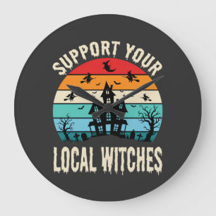 Grande Horloge Ronde Maison Hantée Halloween Soutenez Vos Sorcières Loc