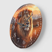 Grande Horloge Ronde Majestueux lion d'Afrique au coucher de soleil sur (Angle)