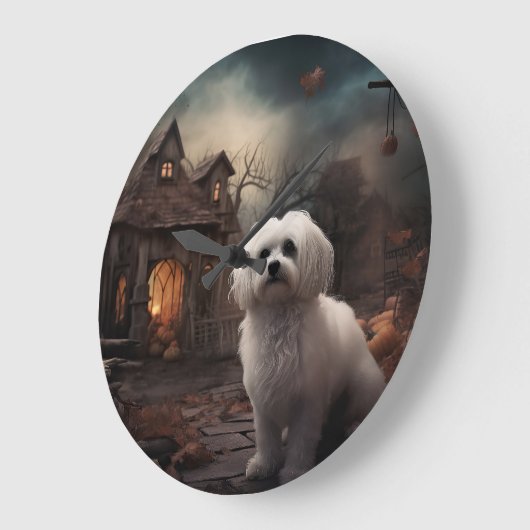 Grande Horloge Ronde Maltais Halloween effrayant (Angle)