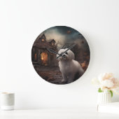 Grande Horloge Ronde Maltais Halloween effrayant (Maison)